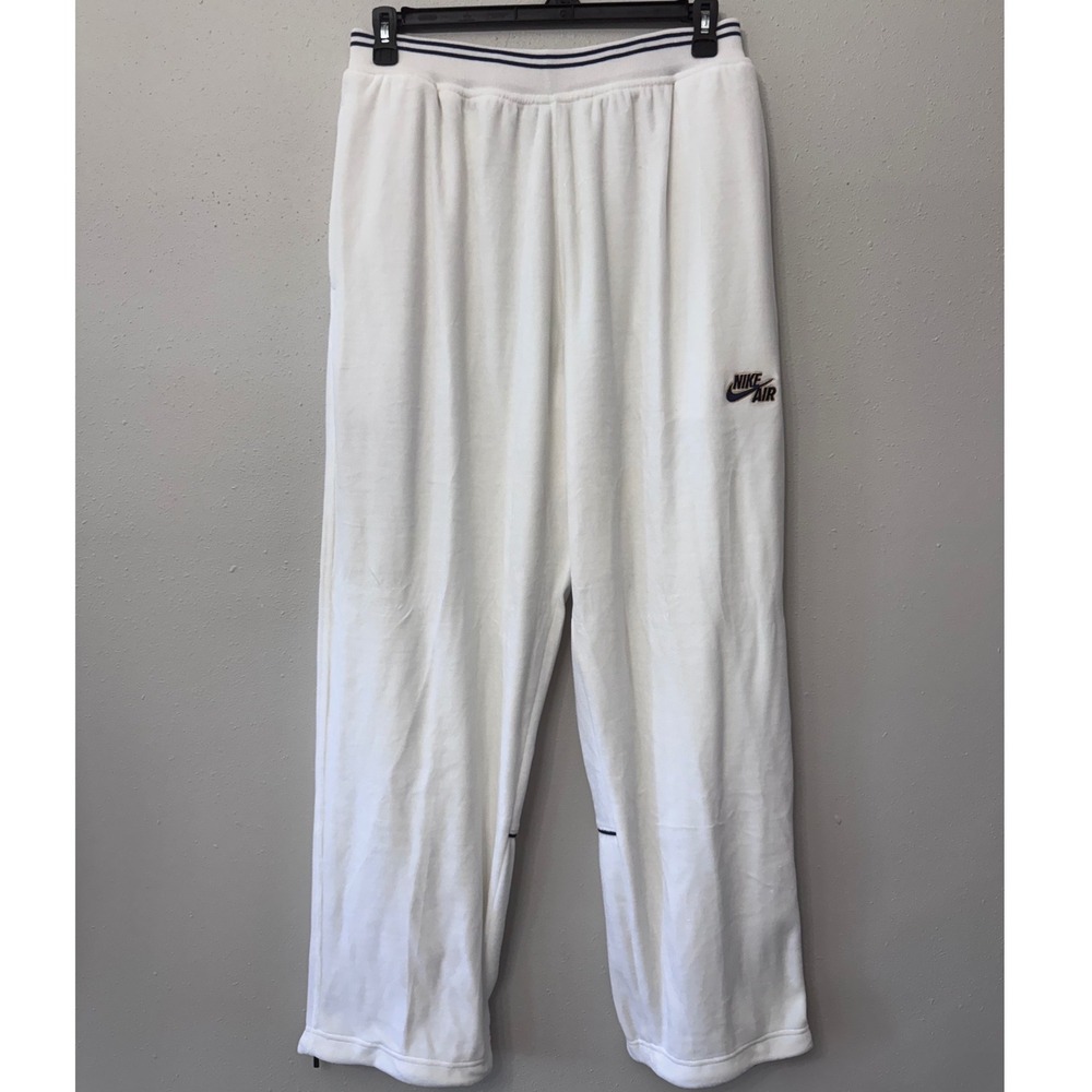 Vintage Nike Air Swoosh Fleece Track Pants L Ankle Zip Y2K 2004 Athleisure NWT
